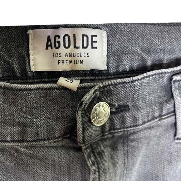 Agolde Sophie High Rise Skinny Crop Distressed Jeans Maverik Grey Size 28 - Picture 5 of 8